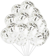 Load image into Gallery viewer, Silver Confetti Balloons 12 Pack Premium 12 Inch Latex Party Balloons