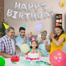 Load image into Gallery viewer, Happy Birthday Balloons Banner Silver (3D Lettering) Mylar Foil Letters