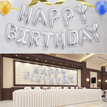 Load image into Gallery viewer, Happy Birthday Balloons Banner Silver (3D Lettering) Mylar Foil Letters