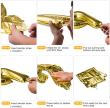 Load image into Gallery viewer, Happy Birthday Balloons Banner Gold (3D Lettering) Mylar Foil Letters