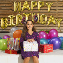 Load image into Gallery viewer, Happy Birthday Balloons Banner Gold (3D Lettering) Mylar Foil Letters