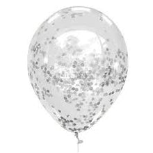 Load image into Gallery viewer, Silver Confetti Balloons 12 Pack Premium 12 Inch Latex Party Balloons