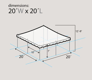 20' x 20' Standard Canopy POLE TENT  - White FOR RENT